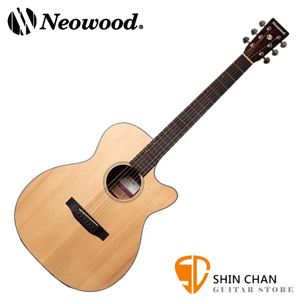 Neowood SOM-PWC 雲杉面單板 / 黑胡桃木側背板 切角民謠吉他 OM桶身 40吋 附贈吉他袋、Pick、移調夾、背帶【SOMPWC】