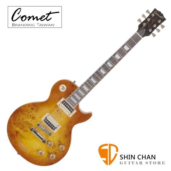 Comet Les Paul BURL-MB 頂級鳥眼楓木電吉他 夕陽漸層（雙雙）拾音器 附Comet吉他袋、背帶、琴布、導線、Pick【音色與手感兼具】