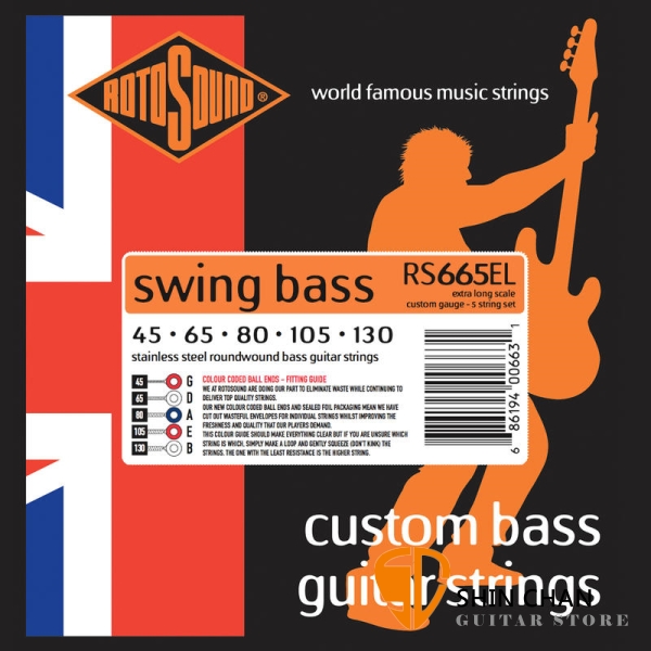 ROTOSOUND RS665EL 5弦電貝斯弦 Extra Long (45-130)【英國製/BASS弦/RS-665-EL】