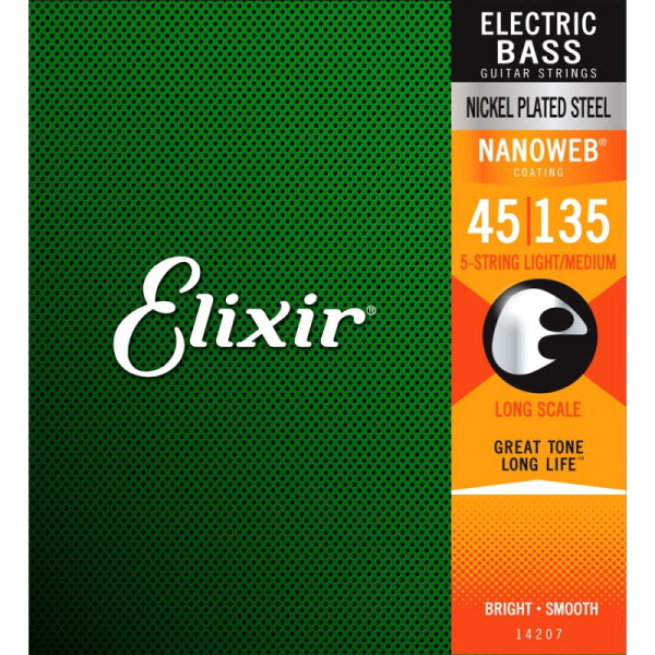 Elixir Nanoweb 貝斯5弦 (.045~.135) 14207【BASS弦/Elixir貝斯弦專賣店/進口貝斯弦】