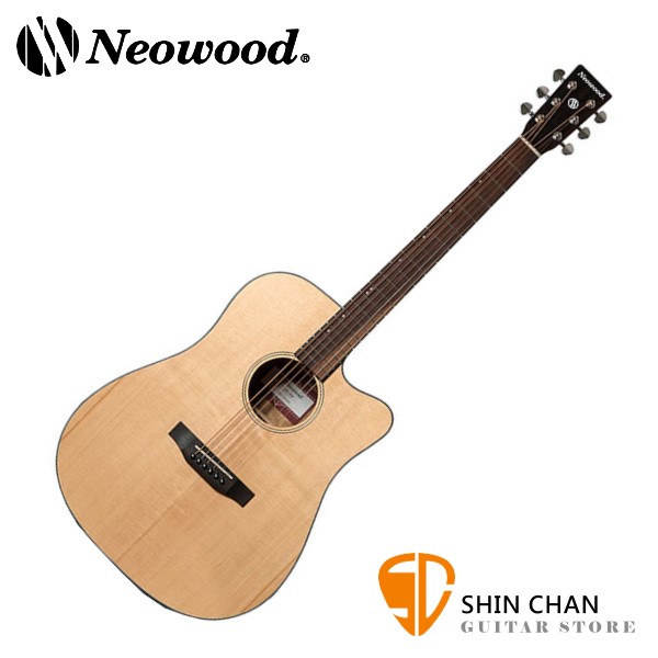 Neowood SDN-PWC 雲杉面單板 / 黑胡桃木側背板 切角民謠吉他 D桶身 41吋 附贈吉他袋、Pick、移調夾、背帶【SDNPWC】