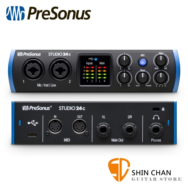 Presonus Studio 24c 2進2出 錄音介面/錄音界面 USB-C 最高取樣頻率192 kHz【原廠公司貨 一年保固】