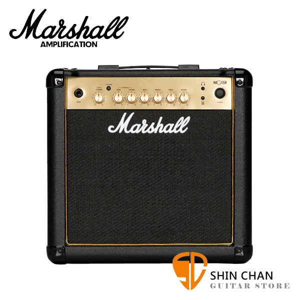 Marshall MG15R GOLD 電吉他 15瓦音箱 內建OVERDRIVE / REVERB效果器【MG15GR】