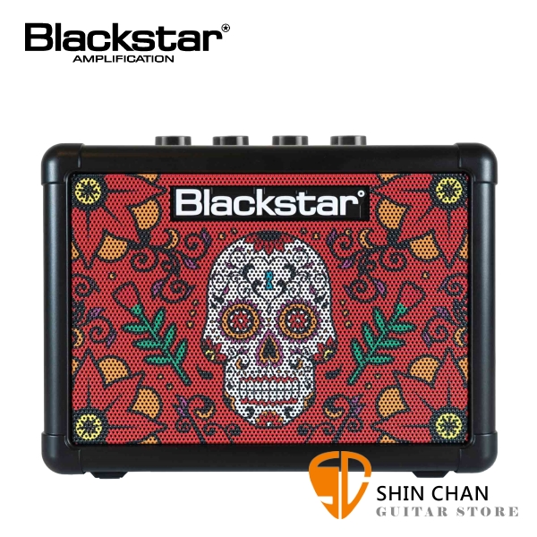 Blackstar Fly3 Sugar Skull2 紅骷髏  單顆吉他音箱（可當電腦喇叭/電池可攜帶）內建破音與Delay效果器 台灣公司貨