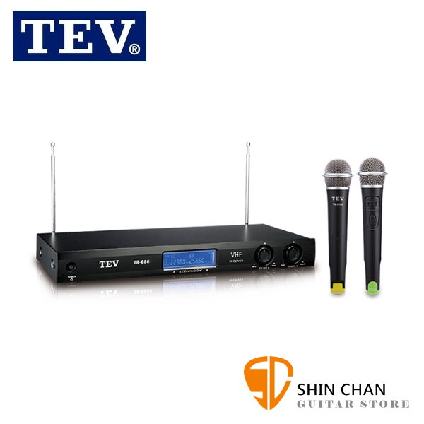 TEV TR-686 雙頻道無線接收機 附二支無線麥克風(適用於家庭卡拉OK)