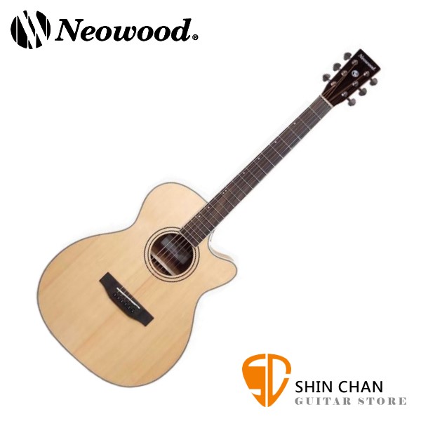 Neowood SOM-AC 雲杉面單板 切角民謠吉他 OM桶身 40吋 附贈吉他袋、Pick、移調夾、背帶【SOMAC】