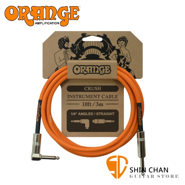 Orange CA035 CRUSH系列 3公尺 樂器專用導線 一直一L頭【吉他/貝斯/鍵盤/KEYBOARD/電子鼓適用】