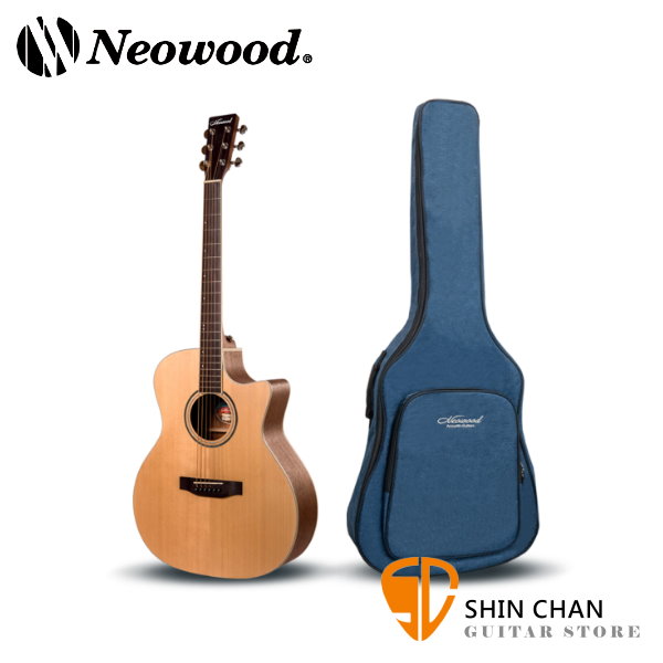 Neowood OM-1C 雲杉木 切角民謠吉他 OM桶身 40吋 附贈原廠吉他袋、Pick、移調夾、背帶【OM1C】