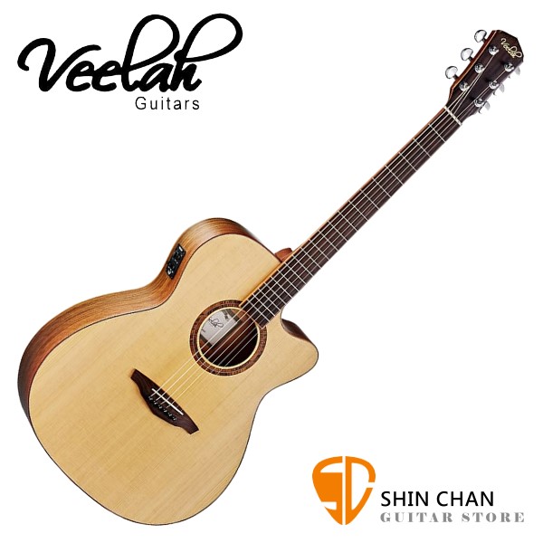 Veelah吉他 V3-OMCE 可插電切角 民謠吉他 非洲黑桃木/OM桶身/面單板-附贈Veelah木吉他袋（全配件）台灣公司貨
