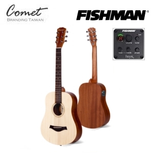 Comet Baby 1S-EQ  美國Fishman拾音器-可插電單板小吉他/旅行吉他 雲杉木 36吋/mini吉他-贈吉他袋（厚袋）