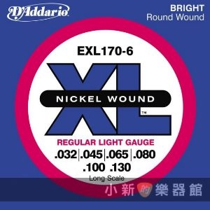 美國D'Addario EXL170-6 貝斯六弦（32~130）【貝斯弦專賣店/進口貝斯弦/EXL-170-6/DAddario】