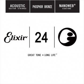 超特價 Elixir 木吉他弦 14124 第3弦 Phosphor Bronze 磷青銅 紅銅 Nanoweb /單弦 .24 elixir零弦 台灣公司貨