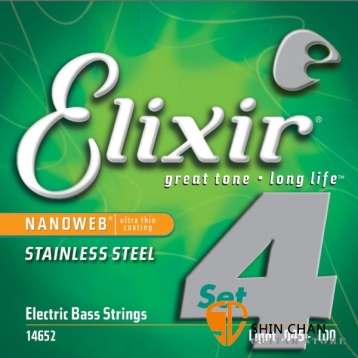 Elixir Nanoweb 不鏽鋼 電貝斯弦（.045~.100）14652【BASS弦/Elixir貝斯弦專賣店/進口貝斯弦】