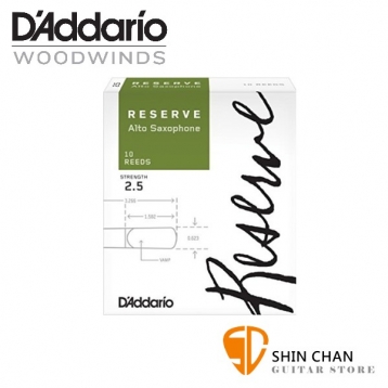 美國 RICO RESERVE 中音 薩克斯風竹片 2.5號 Alto Sax (10片/盒)【D'Addario/DAddario】