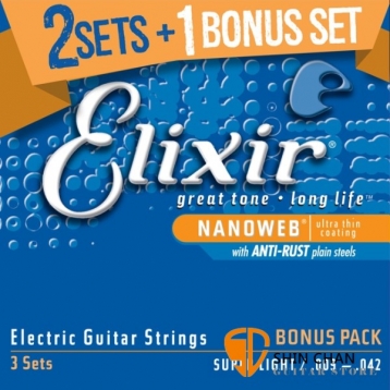 Elixir 頂級電吉他弦- Nanoweb（16540）（09-42）三包裝【Elixir進口弦專賣店/吉他弦】