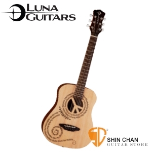 美國品牌Luna Mini小吉他 PEACE和平（雲杉面板/桃花心木側背板）附贈原廠Luna Baby吉他袋 / 旅行吉他 / 兒童吉他