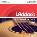 D'Addario EJ39 12弦 磷青銅民謠吉他弦 (12-52)【EJ-39/DAddario】